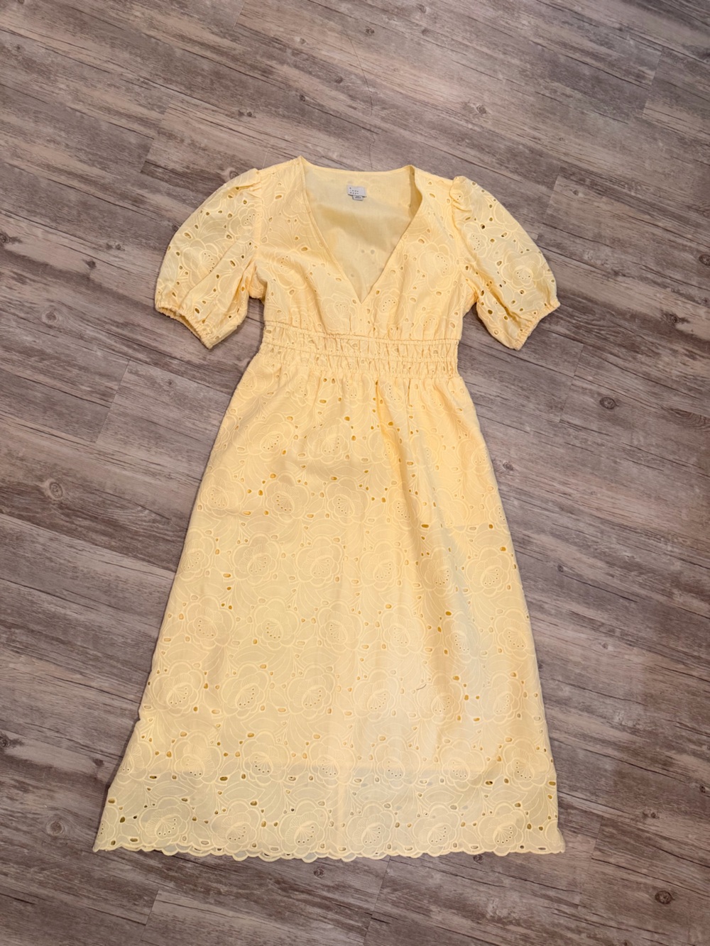 a new day Yellow Eyelet Midi Dress